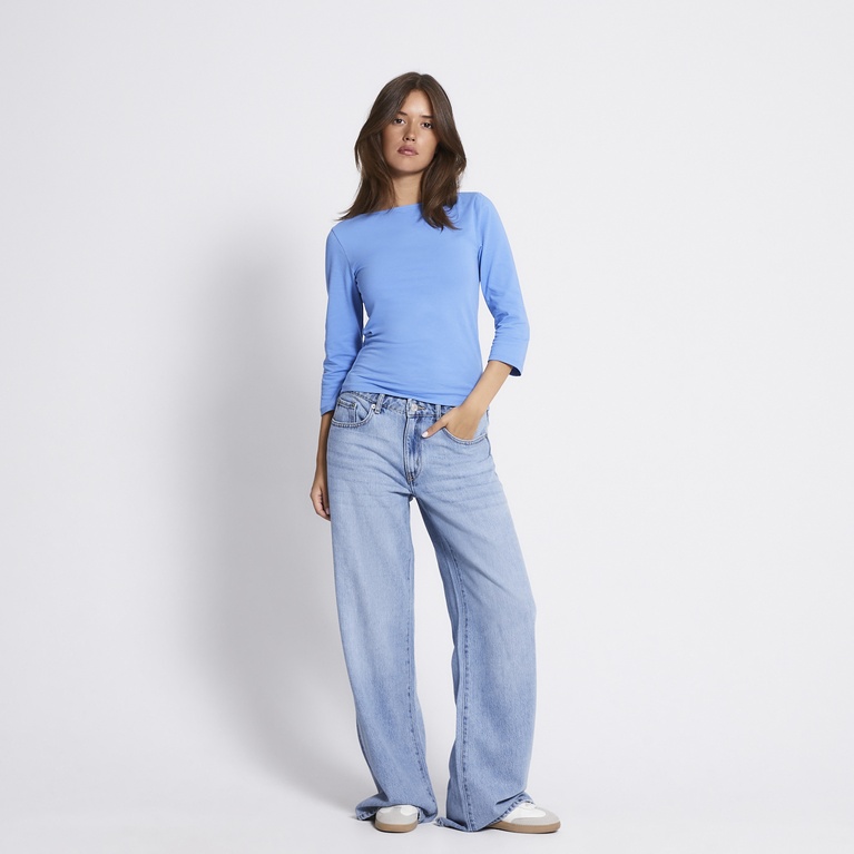 Boat neck 3/4 sleeve top "Desire" Blue